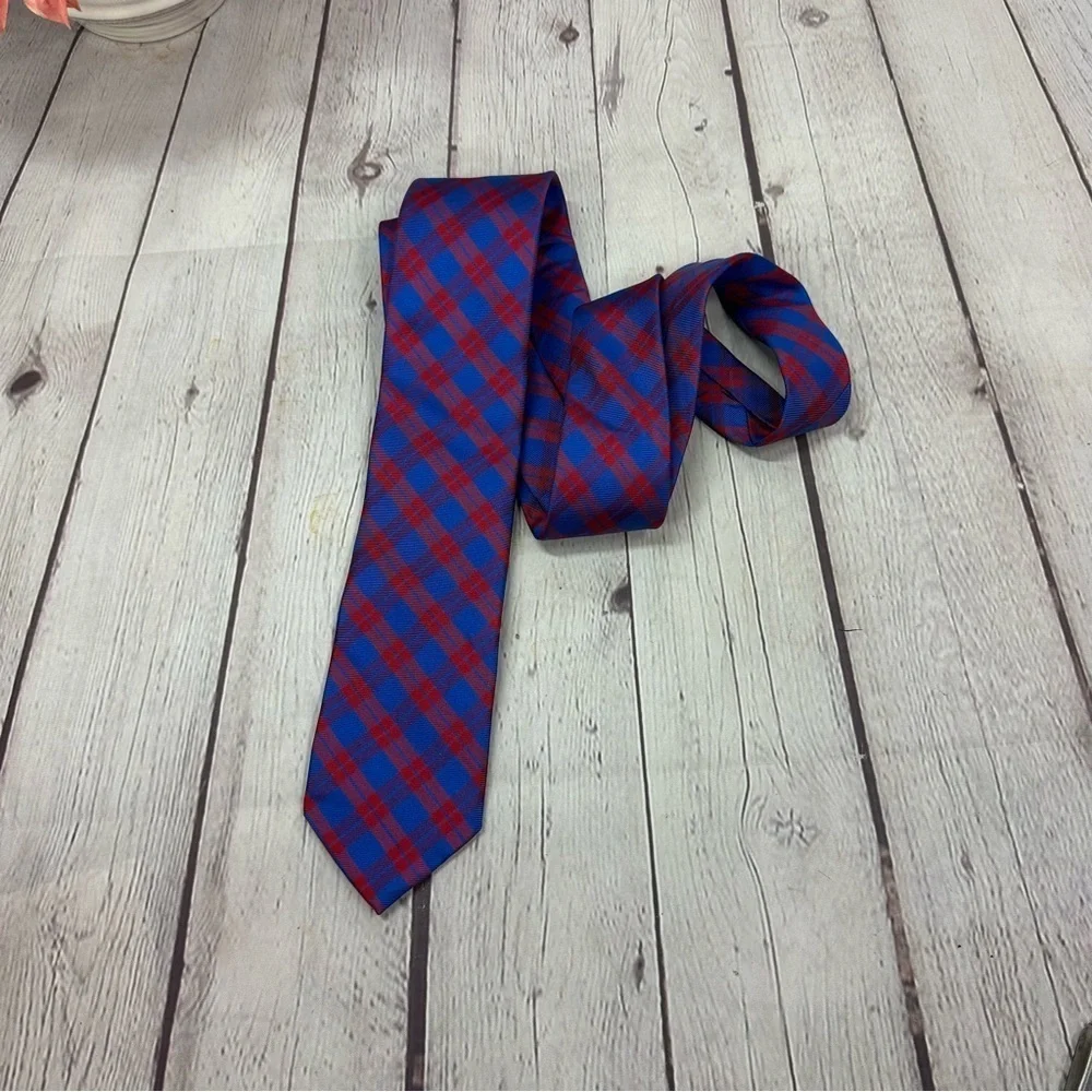 tommy hilfiger Blue and Red Plaid Men's silk Tie